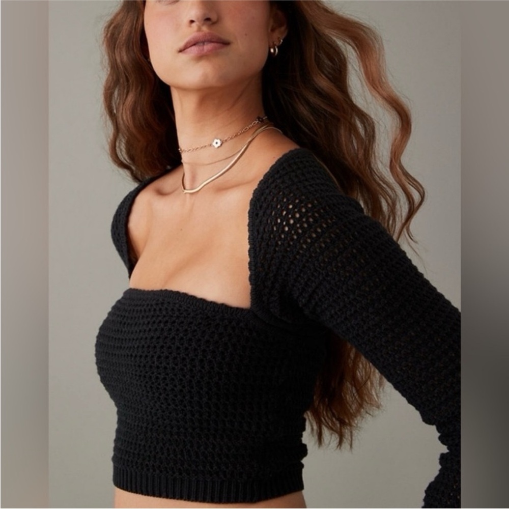 American Eagle Outfitters Black‎ Knit Top baddie bikercore goth